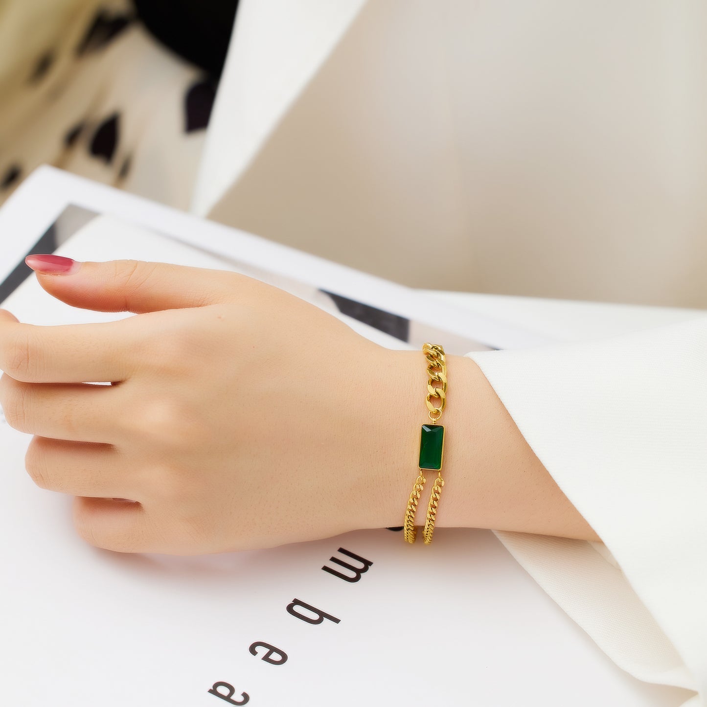 Regal Emerald Cuban Bracelet