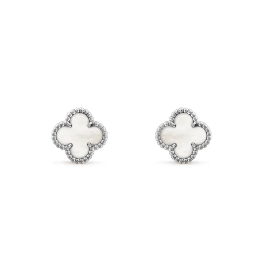 Elite White Gold Clover Earring